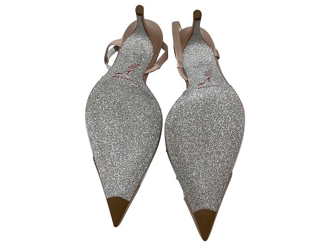 Rene Caovilla René Caovilla Slingback-Pumps aus bronzefarbenem Satin mit Kristallbesatz - Ansicht 10