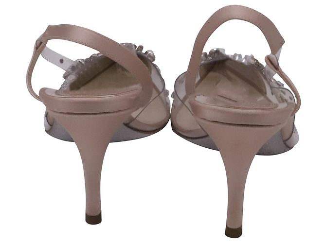 Rene Caovilla René Caovilla Slingback-Pumps aus bronzefarbenem Satin mit Kristallbesatz - Ansicht 5
