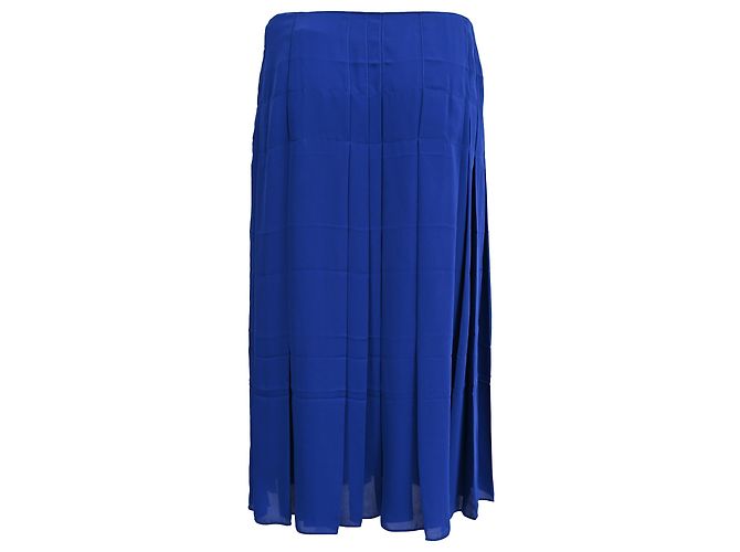 Hermès Plissierter Midi-Rock aus blauem Polyester - Ansicht 2