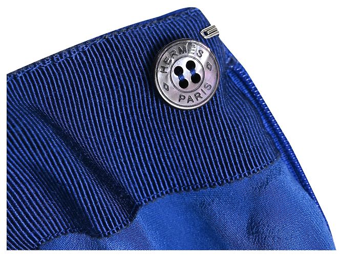 Hermès Plissierter Midi-Rock aus blauem Polyester - Ansicht 6