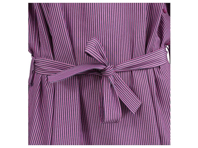 Vestido camisa midi con cinturón Hermès en algodón púrpura - vista 11