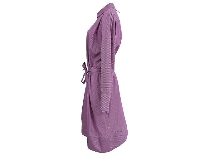 Vestido camisa midi con cinturón Hermès en algodón púrpura - vista 2