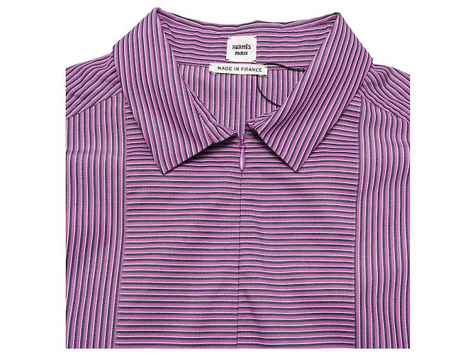 Vestido camisa midi con cinturón Hermès en algodón púrpura - vista 4