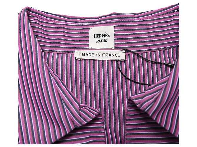 Vestido camisa midi con cinturón Hermès en algodón púrpura - vista 5