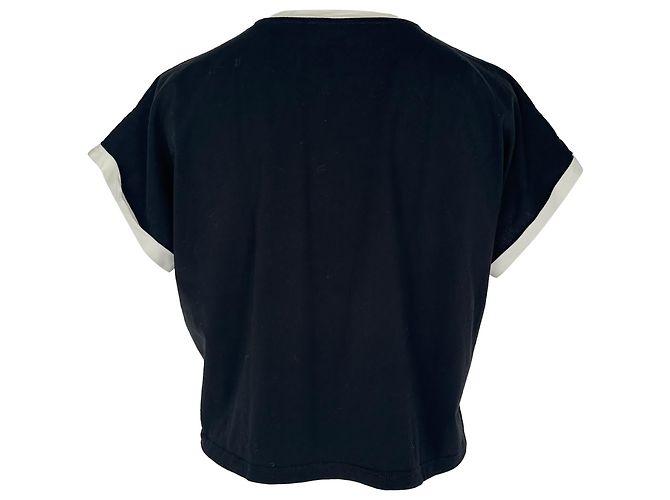 Balmain Logo Cropped Ringer Tee aus schwarzer Baumwolle - Ansicht 3