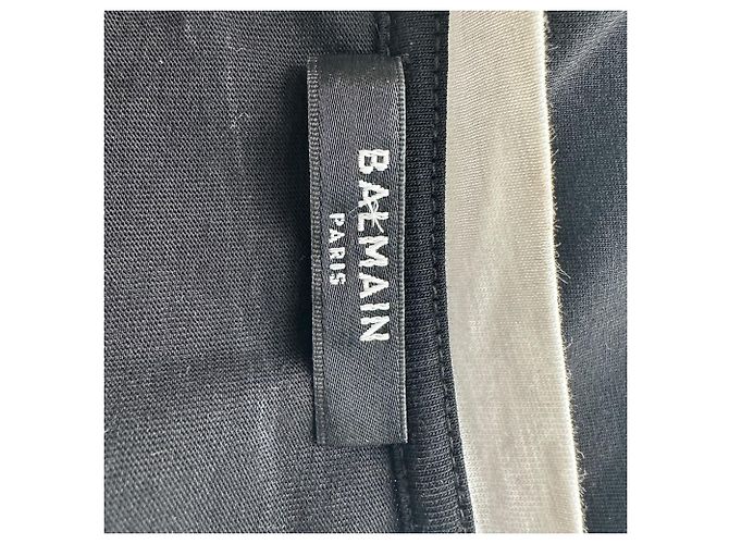 Balmain Logo Cropped Ringer Tee aus schwarzer Baumwolle - Ansicht 4