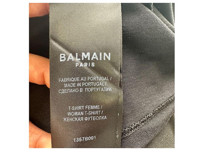Balmain Logo Cropped Ringer Tee aus schwarzer Baumwolle - Ansicht 6