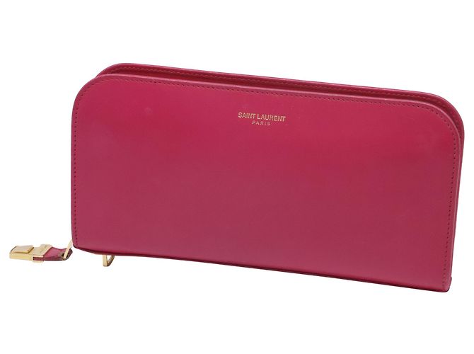 Autre Marque Portafoglio lungo con zip Saint Laurent in pelle rosa - vista 2