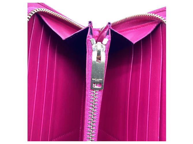 Autre Marque Portafoglio lungo con zip Saint Laurent in pelle rosa - vista 7