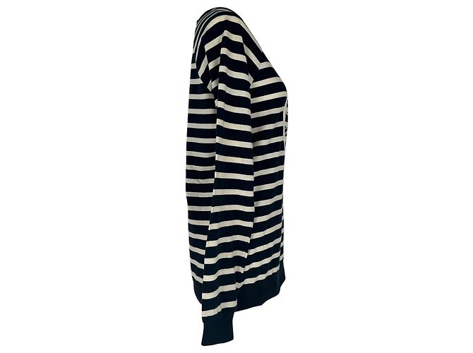 Top a maniche lunghe Balmain Stripes Logo in cotone nero - vista 2