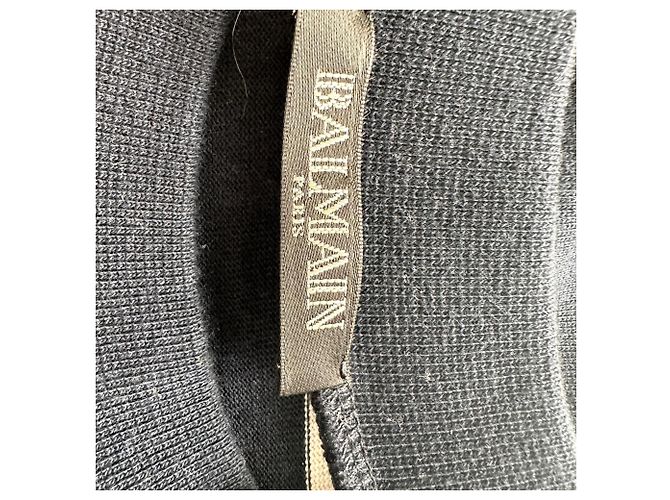 Top a maniche lunghe Balmain Stripes Logo in cotone nero - vista 5