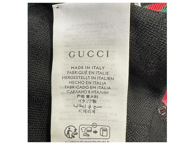 Gucci Web-Stripe Schal mit Fransen aus grauer Seide - Ansicht 5