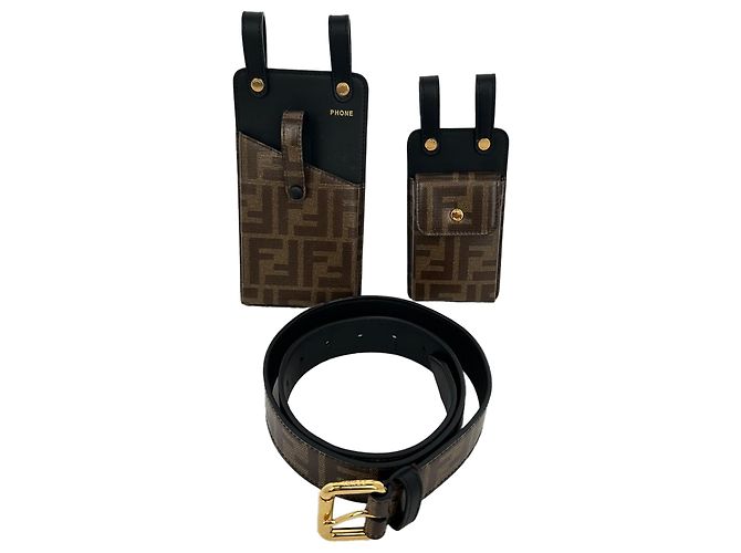 Fendi Monogram Utility Gürtel aus braunem Leder - Ansicht 19