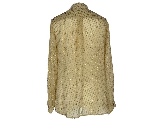 Blusa Etro de bolinhas metálicas em seda creme - vista 3