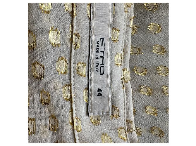 Blusa Etro de bolinhas metálicas em seda creme - vista 4