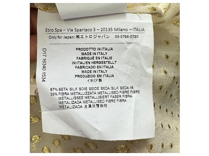 Blusa Etro de bolinhas metálicas em seda creme - vista 7
