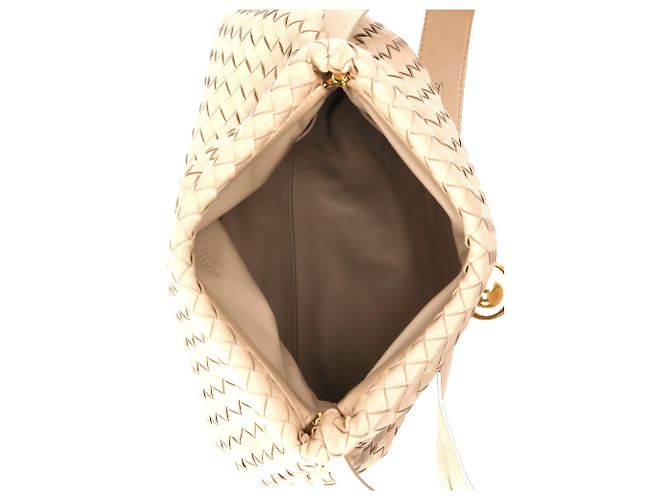 Borsa a tracolla Fold Intrecciato Bottega Veneta in pelle beige - vista 6