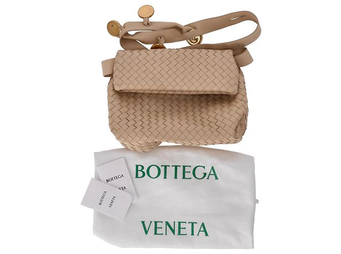 Borsa a tracolla Fold Intrecciato Bottega Veneta in pelle beige - vista 7