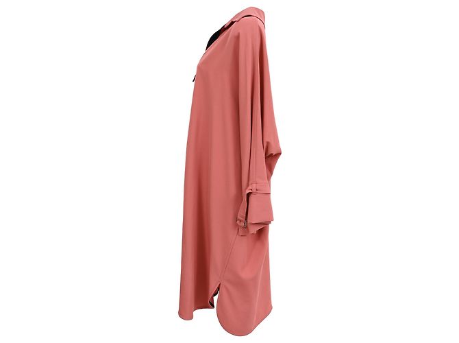 Hermès Midi-Hemdkleid mit Schnallenärmeln aus rosa Wolle - Ansicht 2