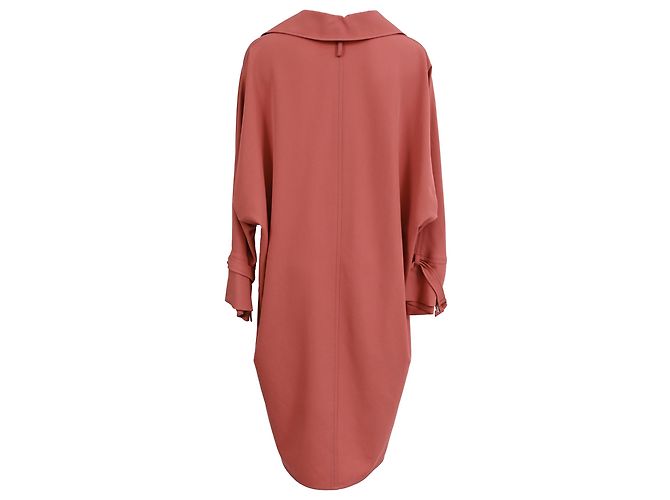 Hermès Midi-Hemdkleid mit Schnallenärmeln aus rosa Wolle - Ansicht 3