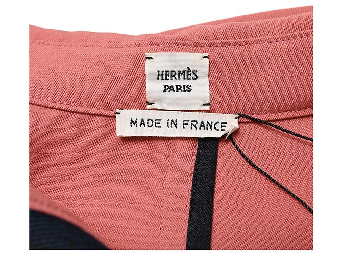 Hermès Midi-Hemdkleid mit Schnallenärmeln aus rosa Wolle - Ansicht 4