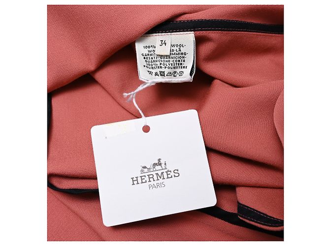 Hermès Midi-Hemdkleid mit Schnallenärmeln aus rosa Wolle - Ansicht 6