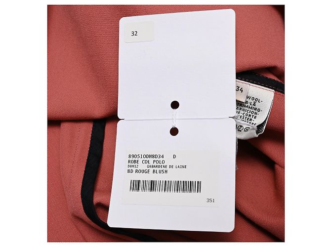 Hermès Midi-Hemdkleid mit Schnallenärmeln aus rosa Wolle - Ansicht 8