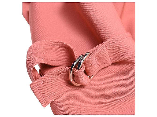 Hermès Midi-Hemdkleid mit Schnallenärmeln aus rosa Wolle - Ansicht 9