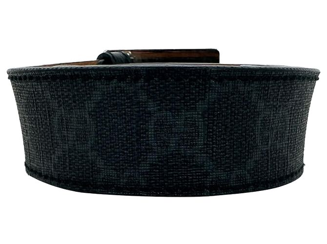 Gucci Interlocking G Plaque Gürtel aus schwarzem Leder - Ansicht 5