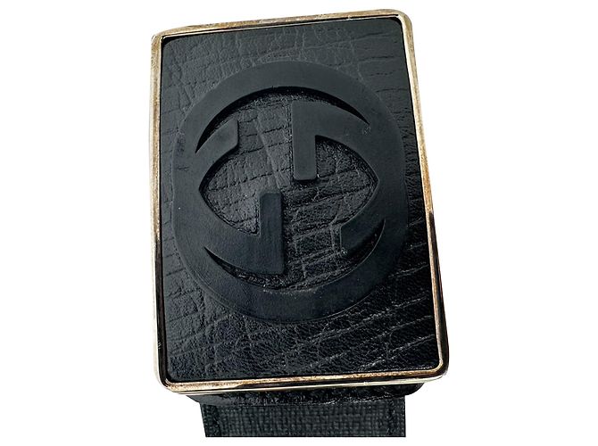 Gucci Interlocking G Plaque Gürtel aus schwarzem Leder - Ansicht 6