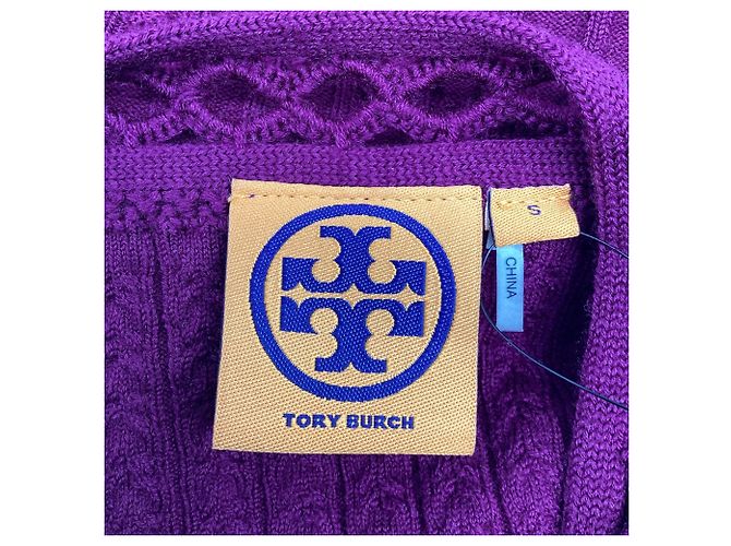 Tory Burch Ashlyn Strick-Midikleid aus violetter Merinowolle - Ansicht 6