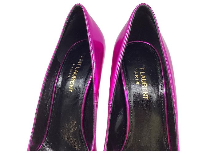 Yves Saint Laurent Décolleté a punta Saint Laurent Kiki Mirror in pelle rosa - vista 11