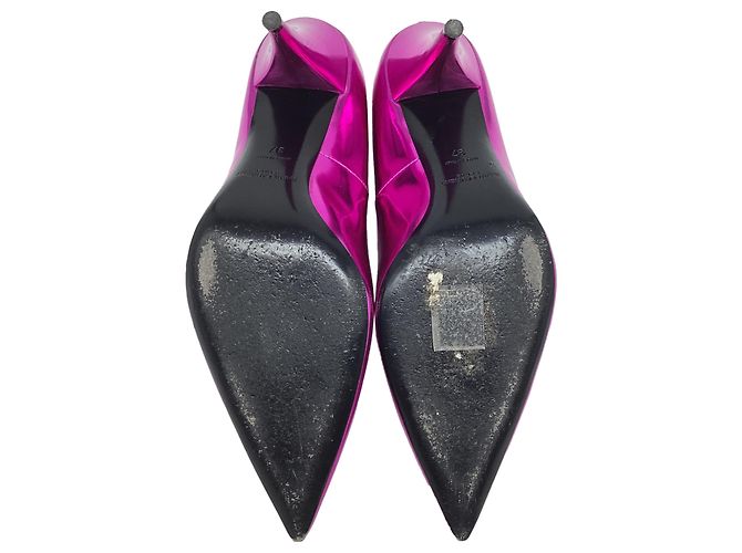 Yves Saint Laurent Décolleté a punta Saint Laurent Kiki Mirror in pelle rosa - vista 12