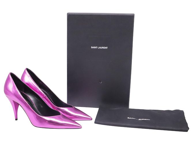 Yves Saint Laurent Décolleté a punta Saint Laurent Kiki Mirror in pelle rosa - vista 6