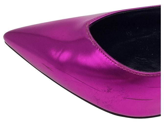 Yves Saint Laurent Décolleté a punta Saint Laurent Kiki Mirror in pelle rosa - vista 8