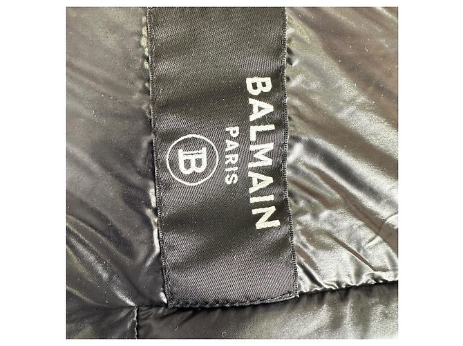 Chaqueta acolchada de doble botonadura Balmain en poliamida negra - vista 7