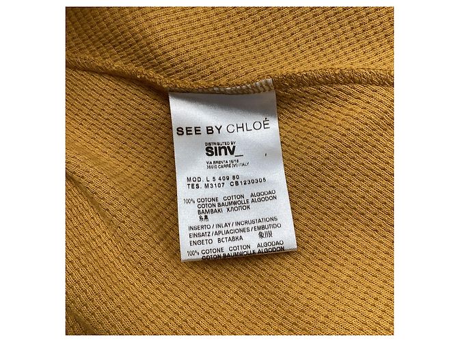 Vestido corto con cintura anudada See by Chloé en algodón amarillo - vista 5