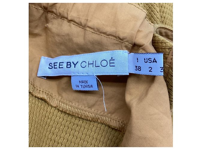 Vestido corto con cintura anudada See by Chloé en algodón amarillo - vista 6