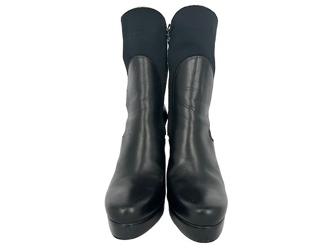 Bottines Lanvin en cuir noir - vue 2