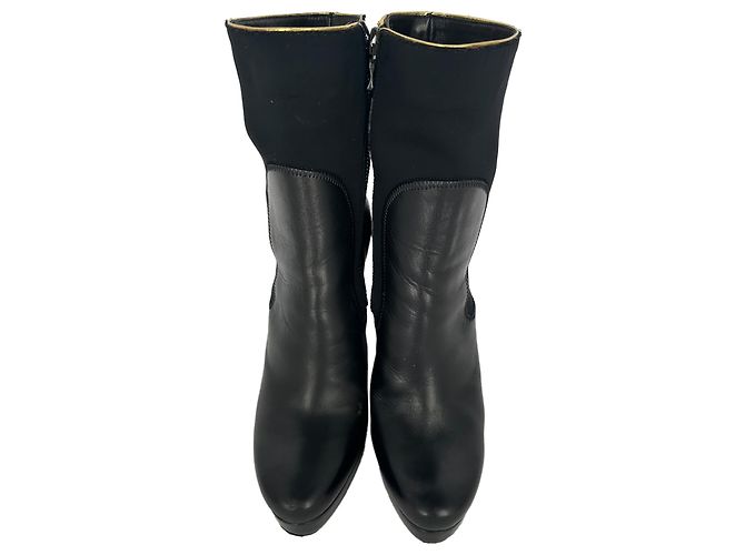 Bottines Lanvin en cuir noir - vue 4