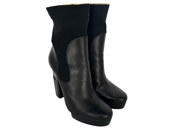 Bottines Lanvin en cuir noir - vue 6