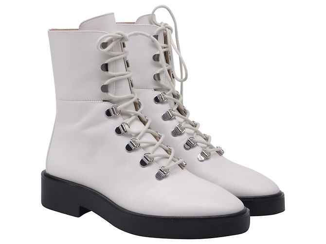 Bottines à lacets Stuart Weitzman en cuir blanc - vue 3