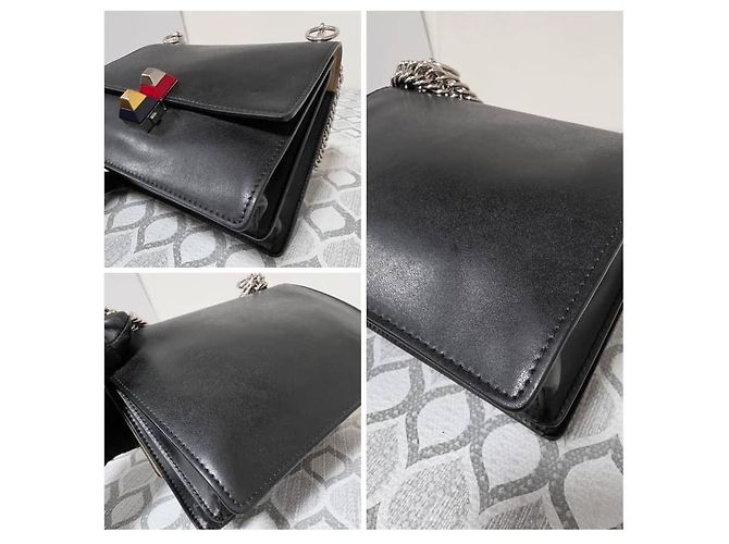 Fendi Signature Kan I Borsa a Spalla Piccola in Pelle Nera - vista 12