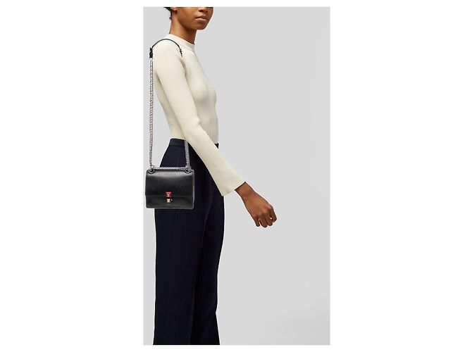 Fendi Signature Kan I Borsa a Spalla Piccola in Pelle Nera - vista 14