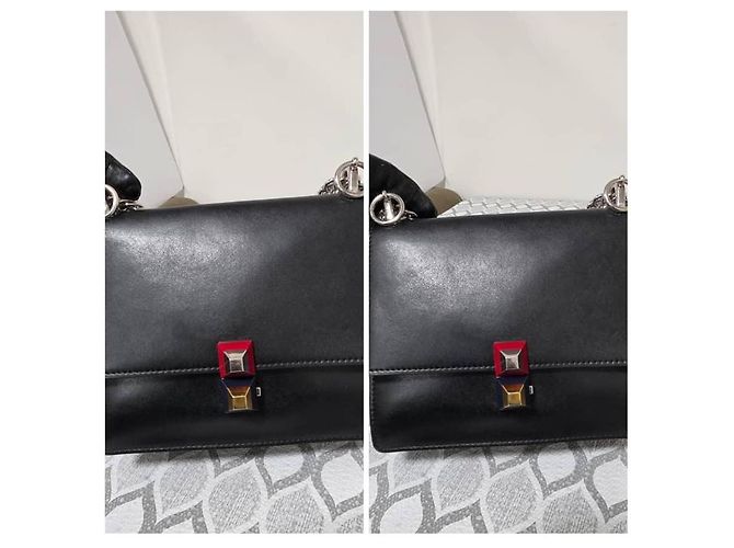 Fendi Signature Kan I Borsa a Spalla Piccola in Pelle Nera - vista 5