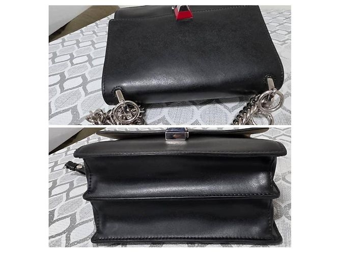 Fendi Signature Kan I Borsa a Spalla Piccola in Pelle Nera - vista 7