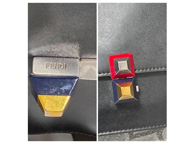 Fendi Signature Kan I Borsa a Spalla Piccola in Pelle Nera - vista 8