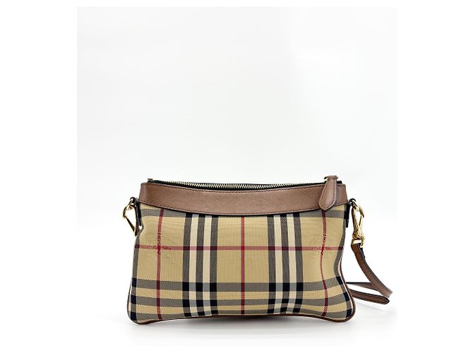 Burberry Peyton Crossbody Clutch Haymarket Coated Canvas Small - vista 2