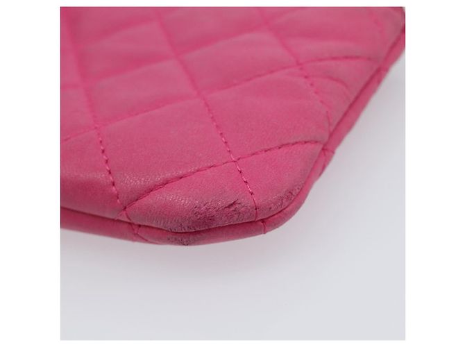Portamonete CHANEL Matelassé in pelle d'agnello rosa con CC dorato - vista 15