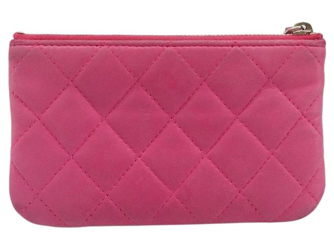 Portamonete CHANEL Matelassé in pelle d'agnello rosa con CC dorato - vista 2